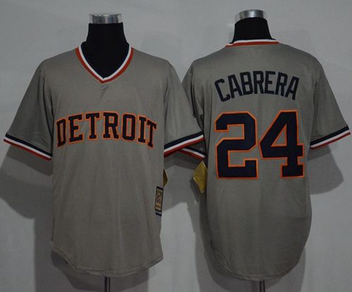 Tigers #24 Miguel Cabrera Grey Cooperstown Throwback Stitched MLB Jersey - Click Image to Close